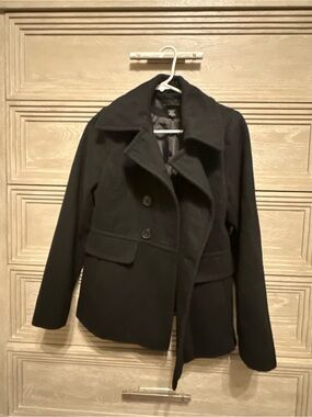 Apostrophe Black Double-Breasted Peacoat
